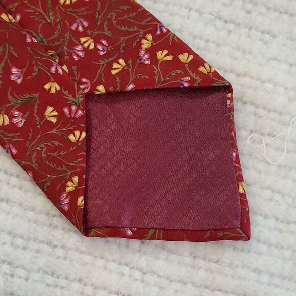 Christian Dior Monsieur Floral Red Tie 100% Printed Polyester Made In USA - Picture 3 of 9